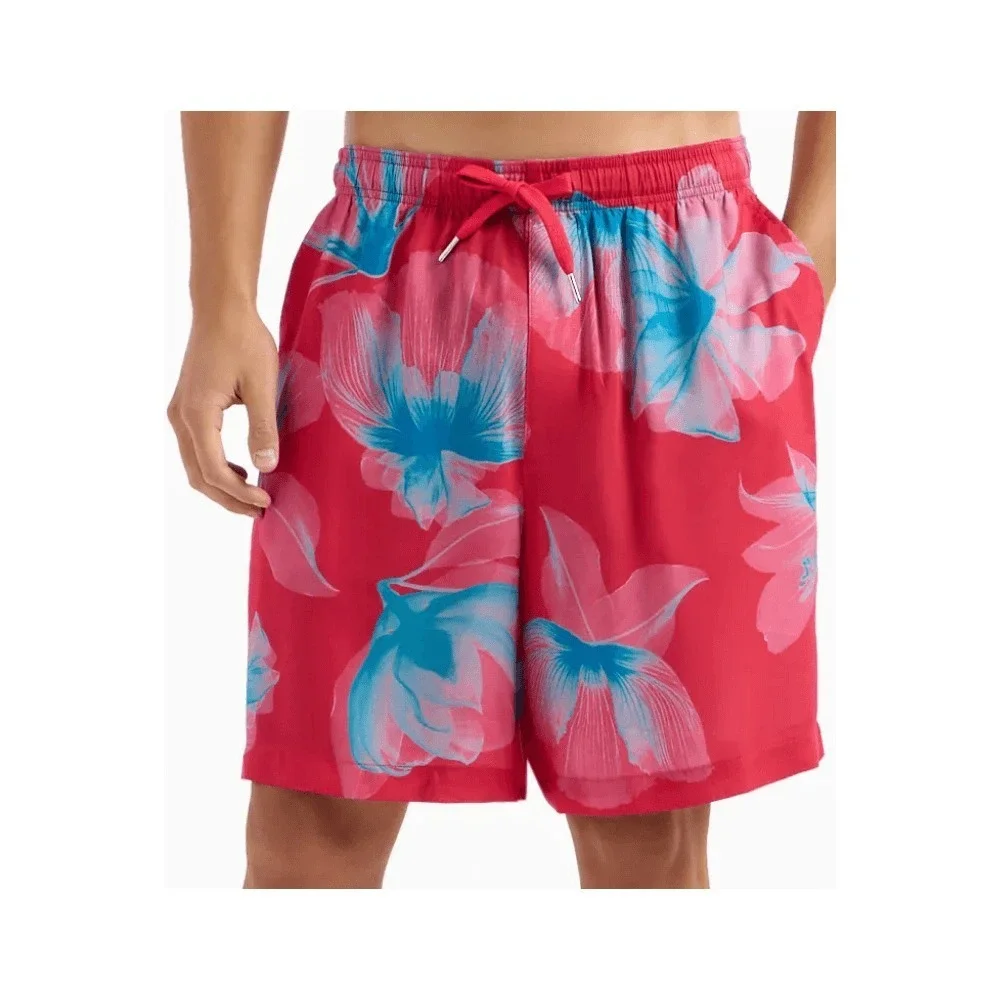 Armani Exchange Men's Size 34 Pink Tropical Floral Viscose Drawstring Shorts
